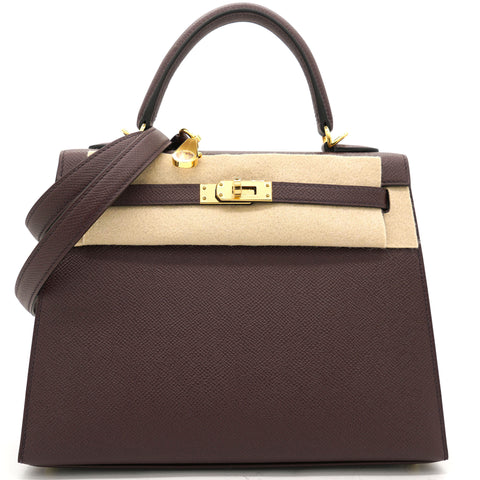 HERMÈS Kelly 25 – Chocolate Brown Epsom Leather with Gold Hardware