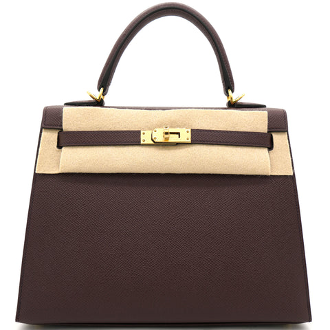 HERMÈS Kelly 25 – Chocolate Brown Epsom Leather with Gold Hardware