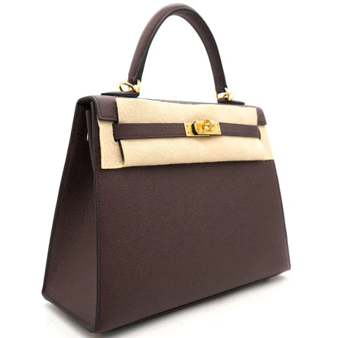 HERMÈS Kelly 25 – Chocolate Brown Epsom Leather with Gold Hardware