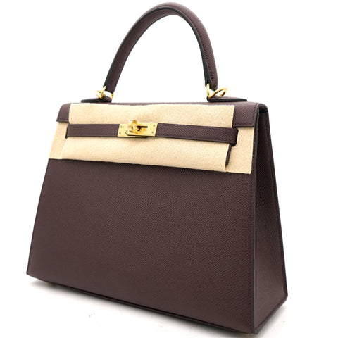 HERMÈS Kelly 25 – Chocolate Brown Epsom Leather with Gold Hardware