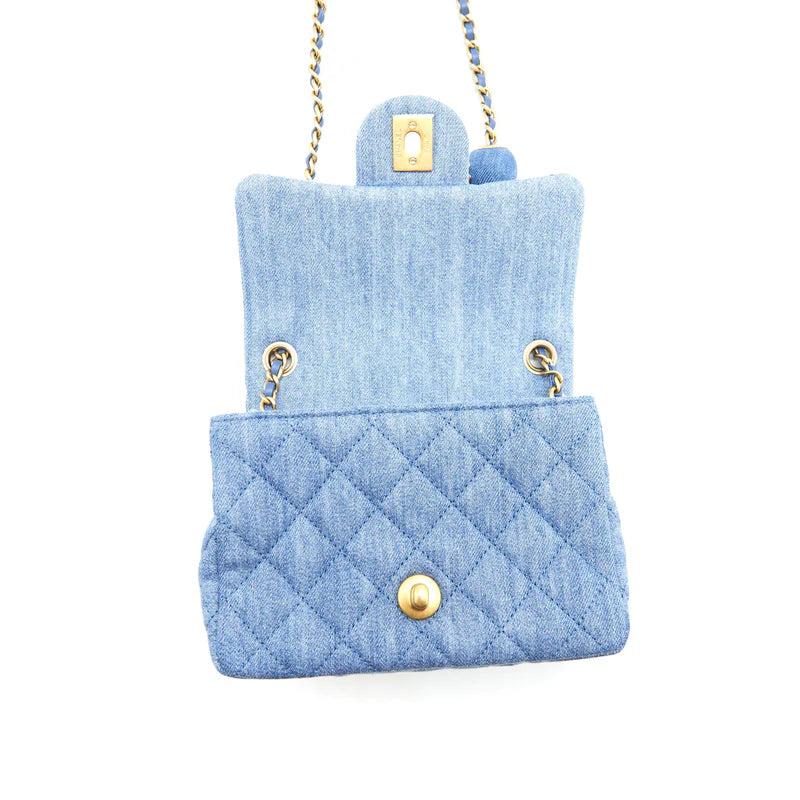 Chanel Denim Quilted Mini Pearl Crush Flap – Blue - Zeuskicks