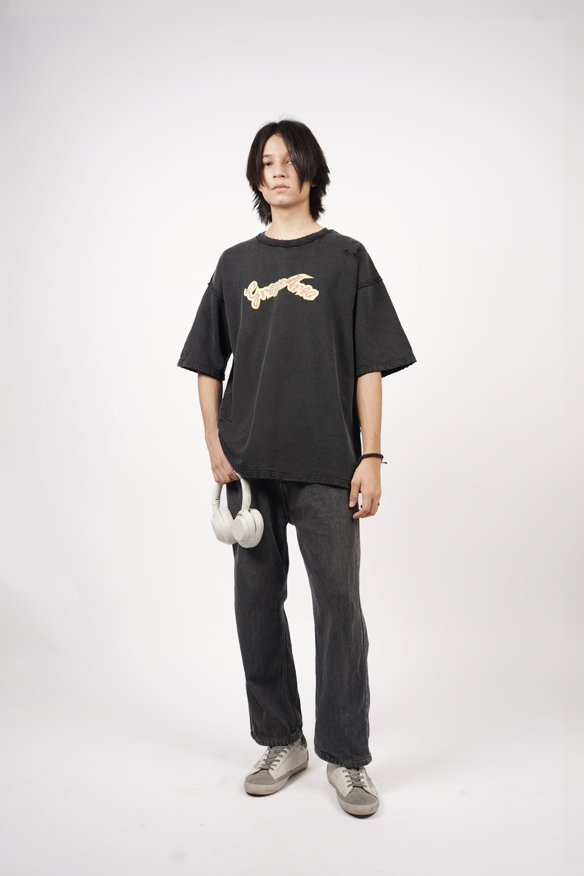FALLEN WIRES RIPPED T-SHIRT (BLACK) by GREY AREA