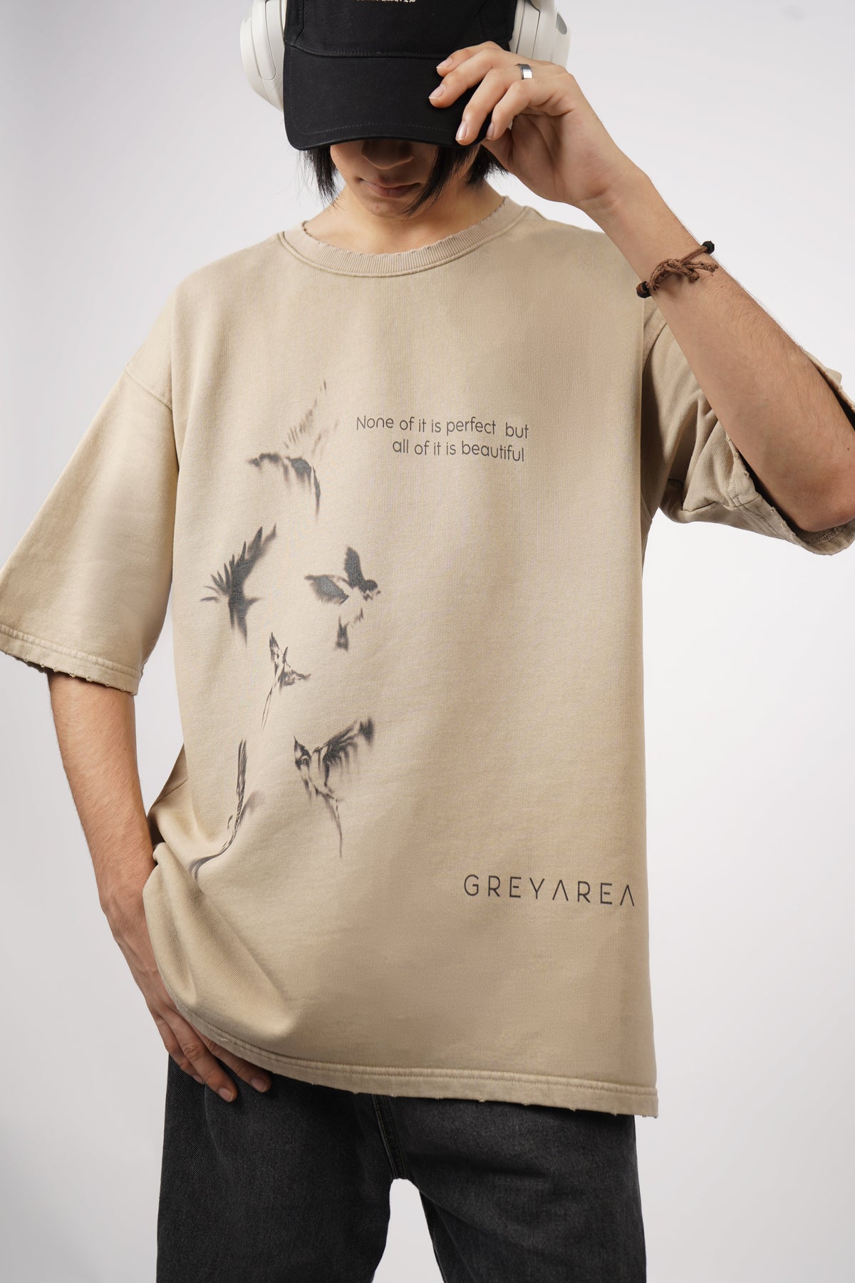 BIRDS IN KHAKHI T-SHIRT by GREY AREA