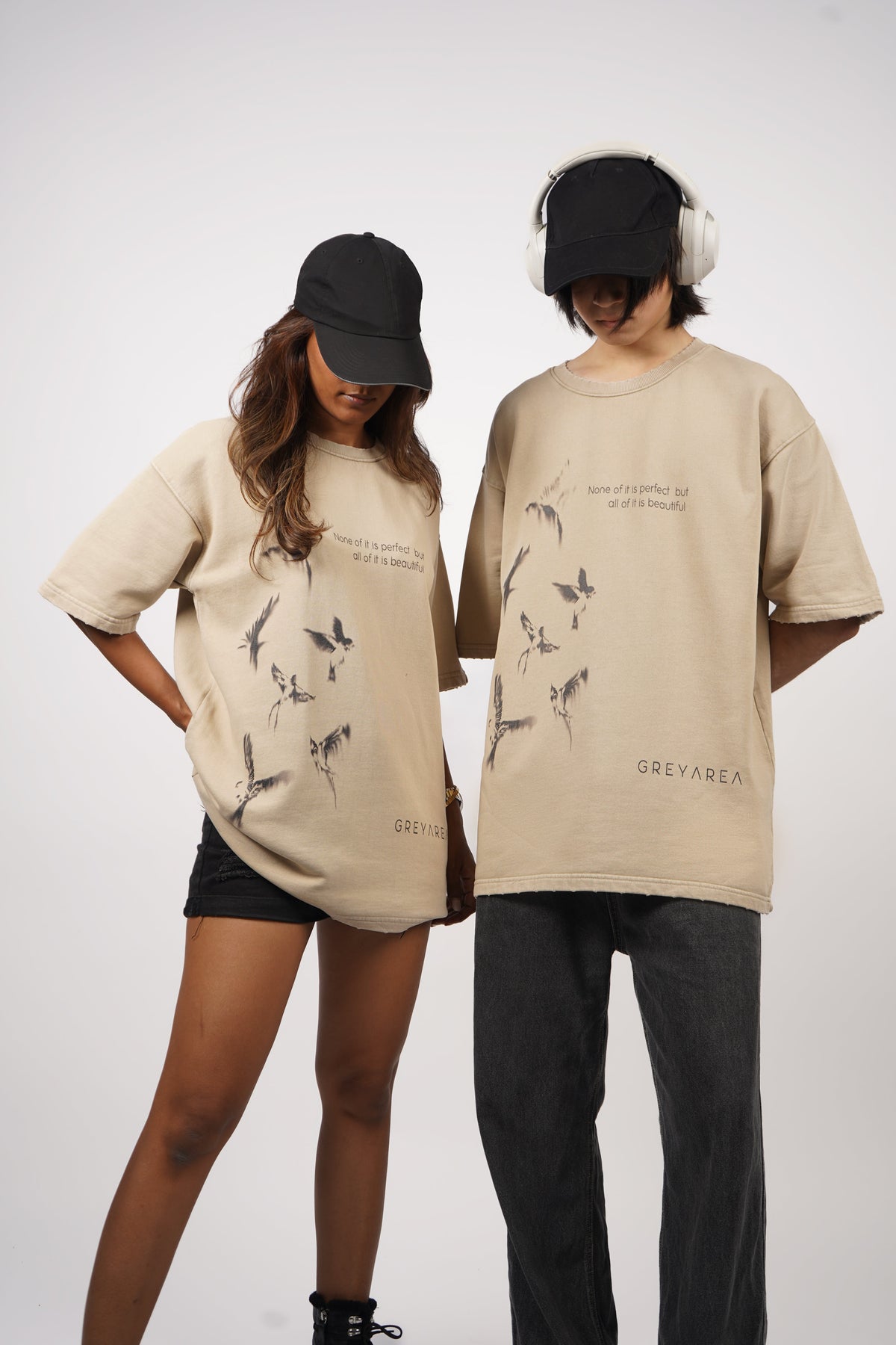 BIRDS IN KHAKHI T-SHIRT by GREY AREA