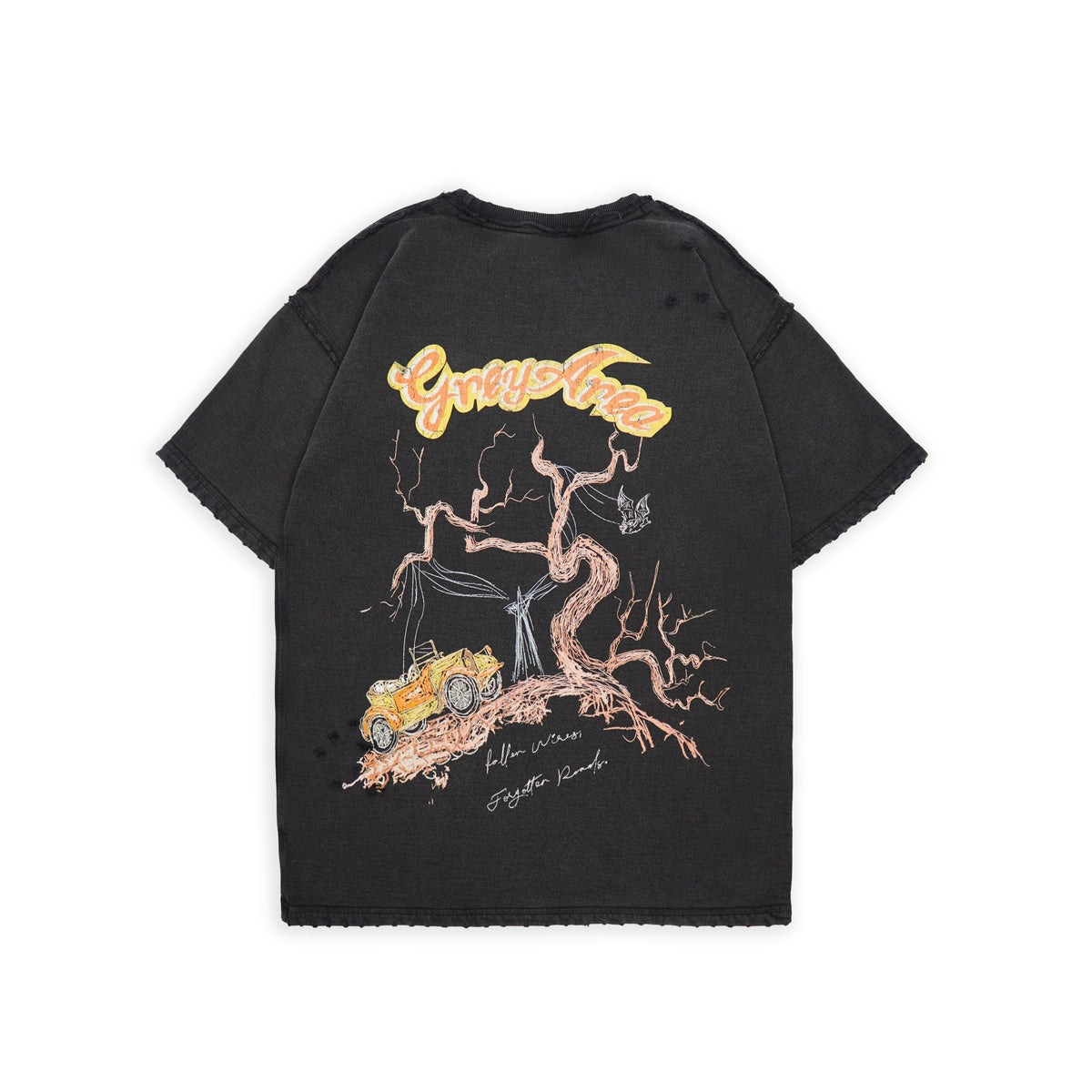 FALLEN WIRES RIPPED T-SHIRT (BLACK) by GREY AREA