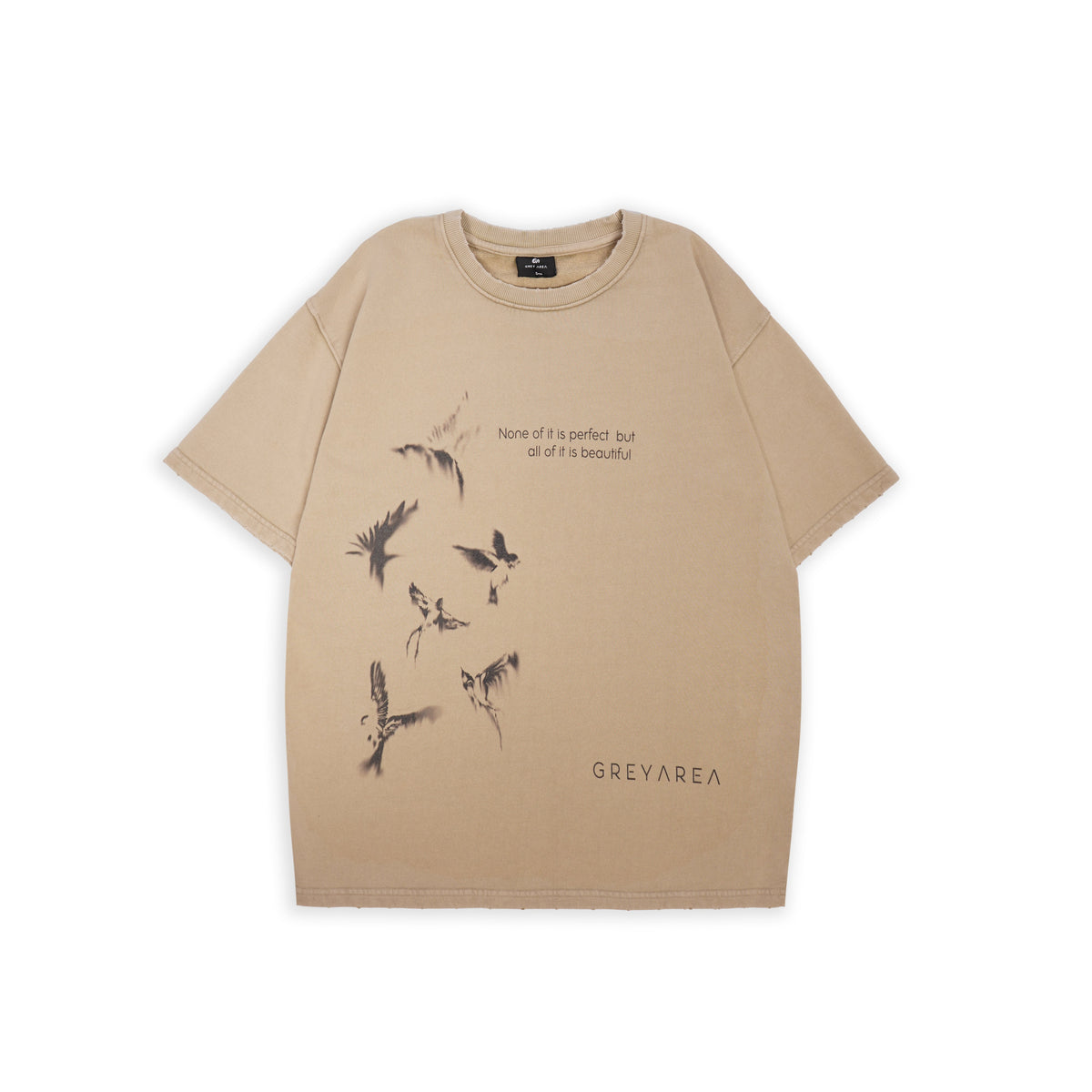 BIRDS IN KHAKHI T-SHIRT by GREY AREA