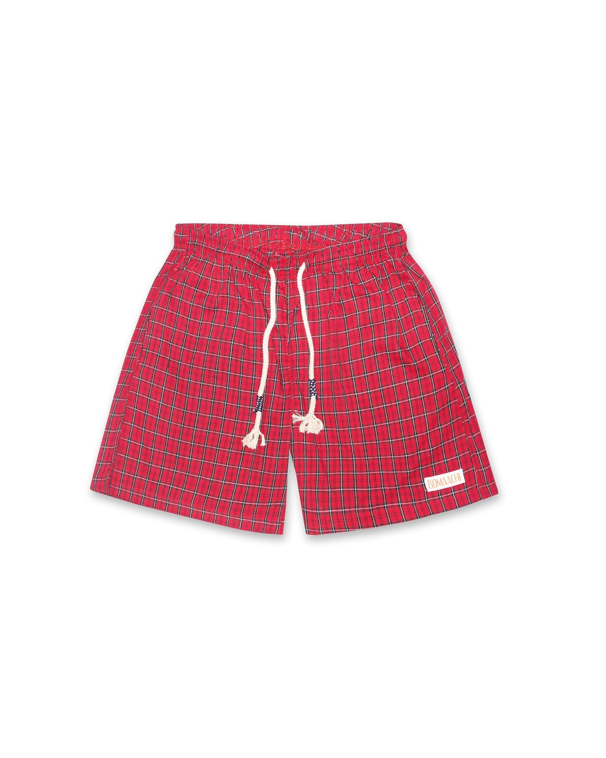 Red Checkered Boxer Shorts by BOMAACHI
