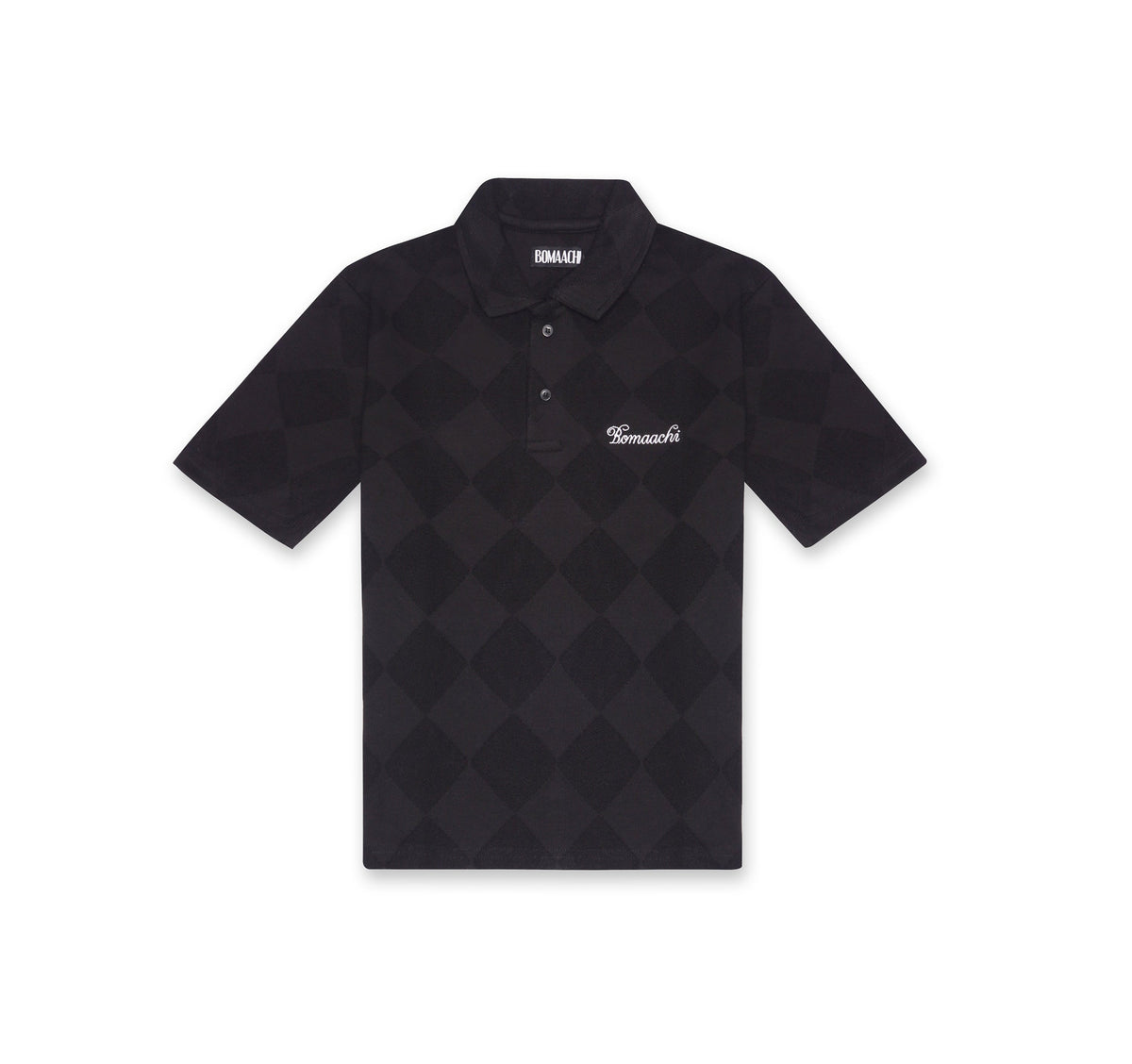 Textured Polo Black T-shirt (Regular Fit) by BOMAACHI