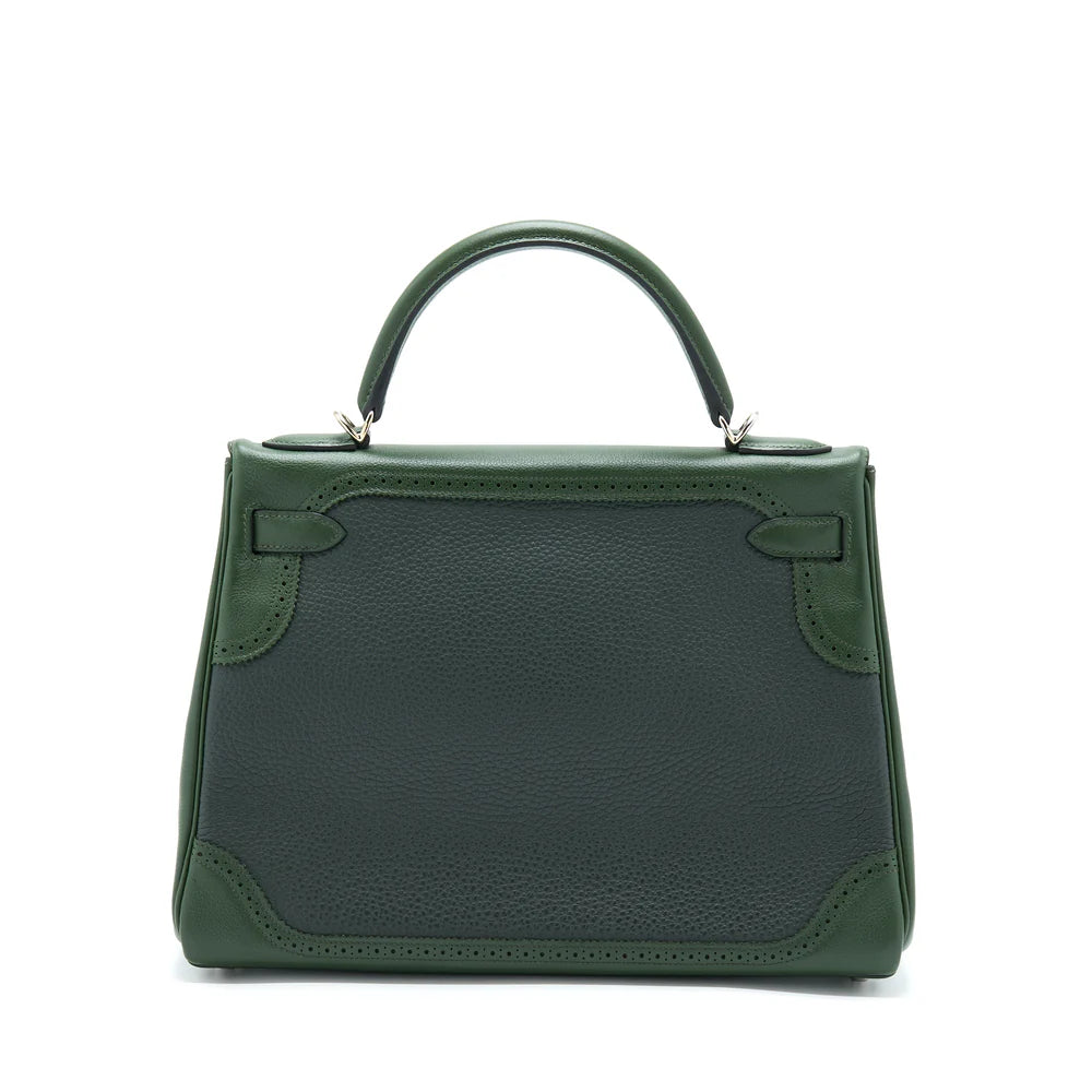 Hermès Kelly 32 Ghillies – Vert Foncé / Vert Anglais Clemence with Silver Hardware - Zeuskicks