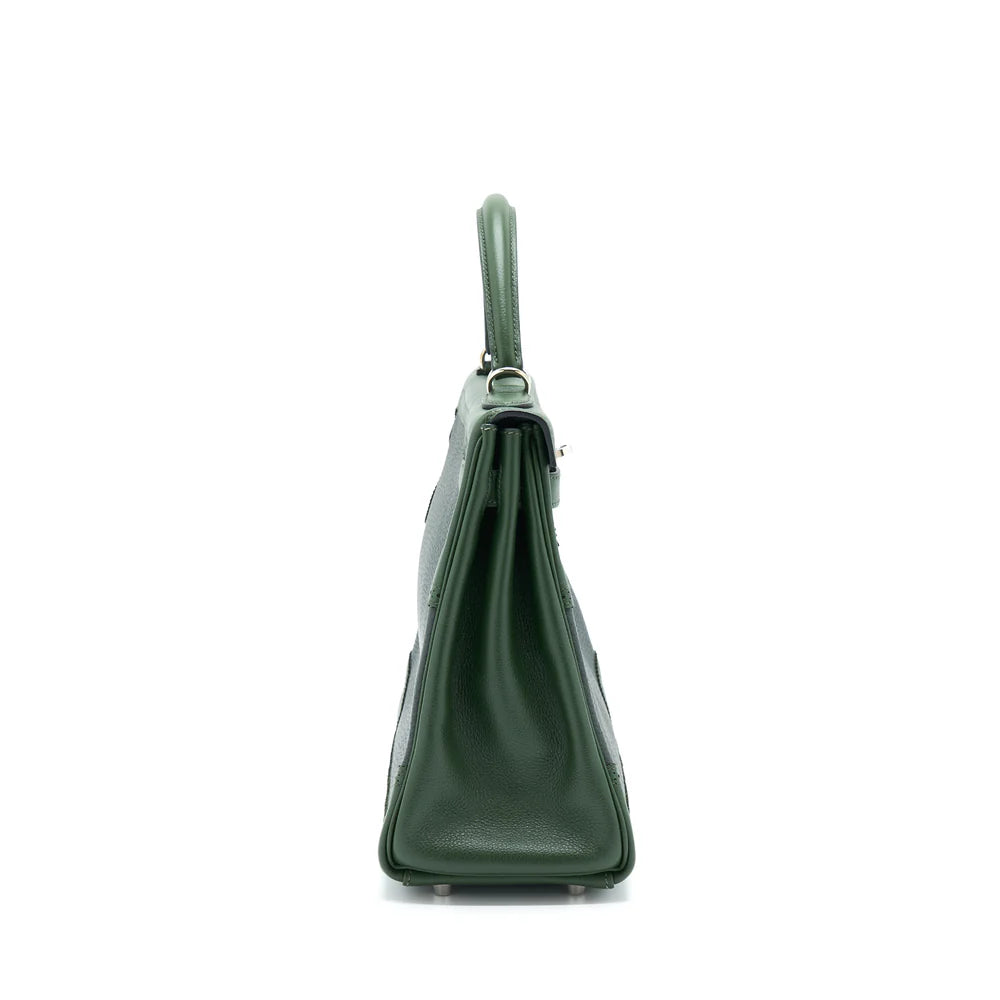 Hermès Kelly 32 Ghillies – Vert Foncé / Vert Anglais Clemence with Silver Hardware - Zeuskicks