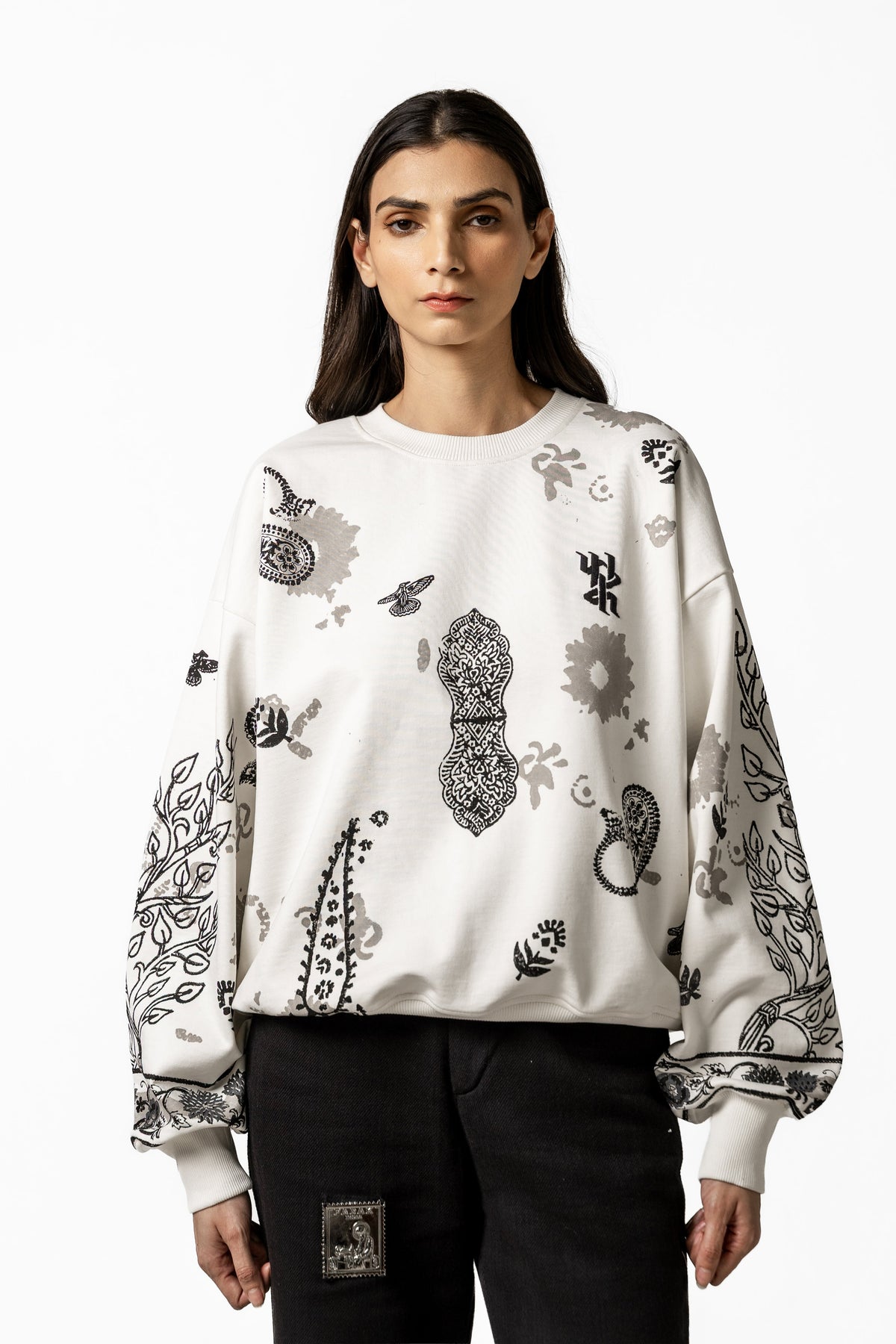 Raanjha' Blockprinted Sweatshirt by FARAK