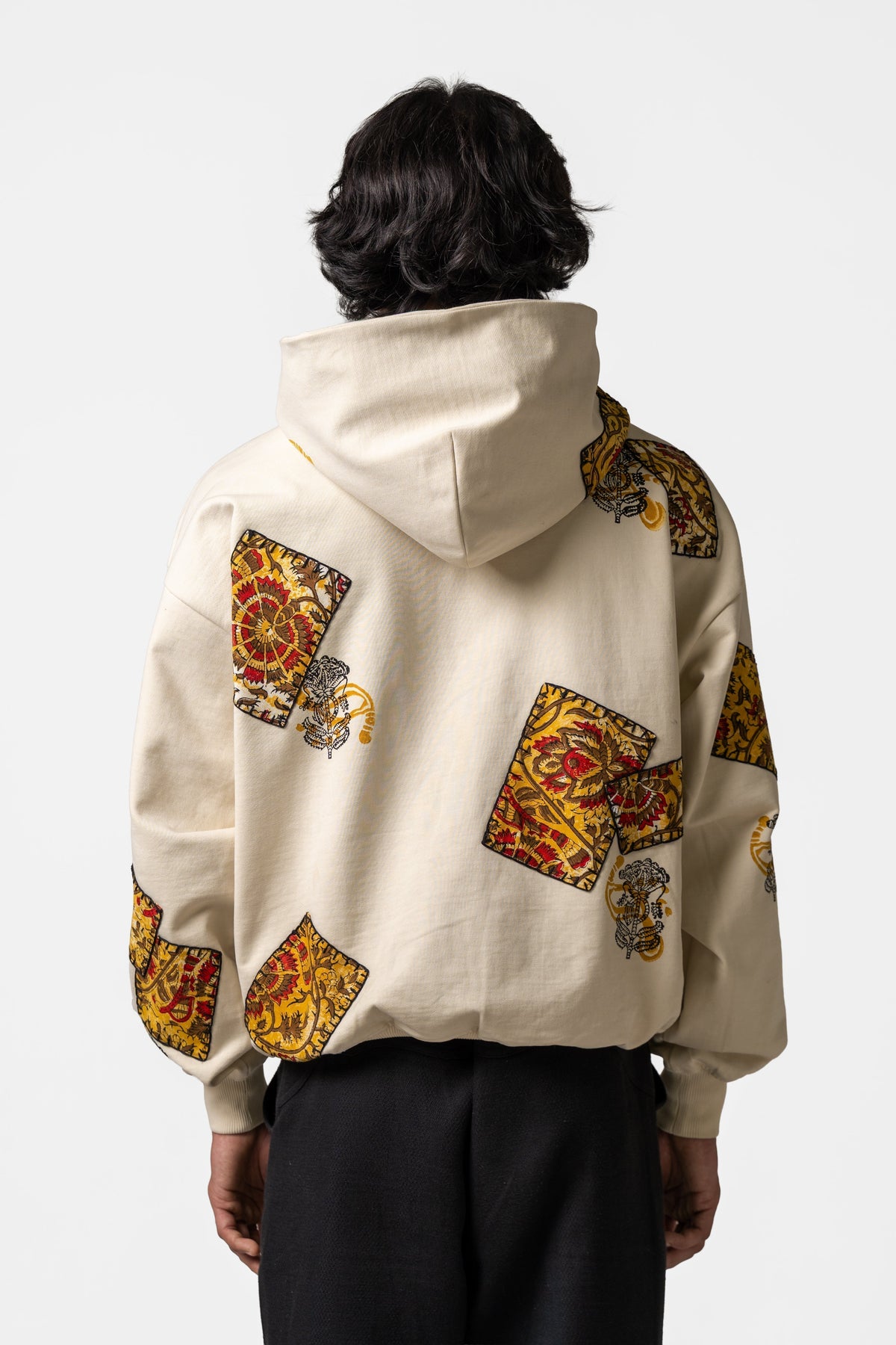 Mustard Blockprinted Hoodie by FARAK