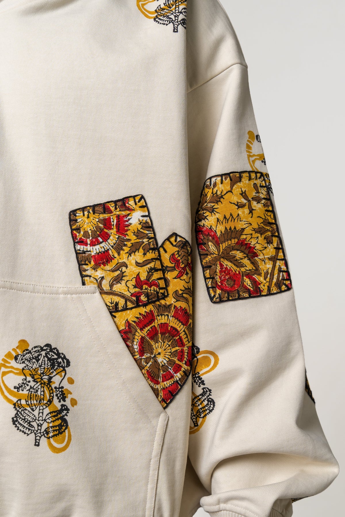 Mustard Blockprinted Hoodie by FARAK