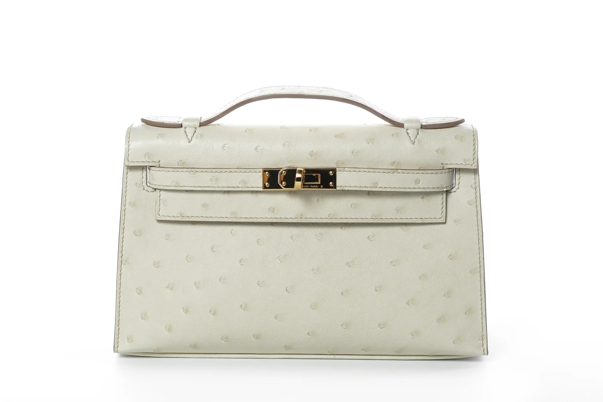 Hermès Kelly Pochette 22 – Ostrich Beton with Gold Hardware - Zeuskicks