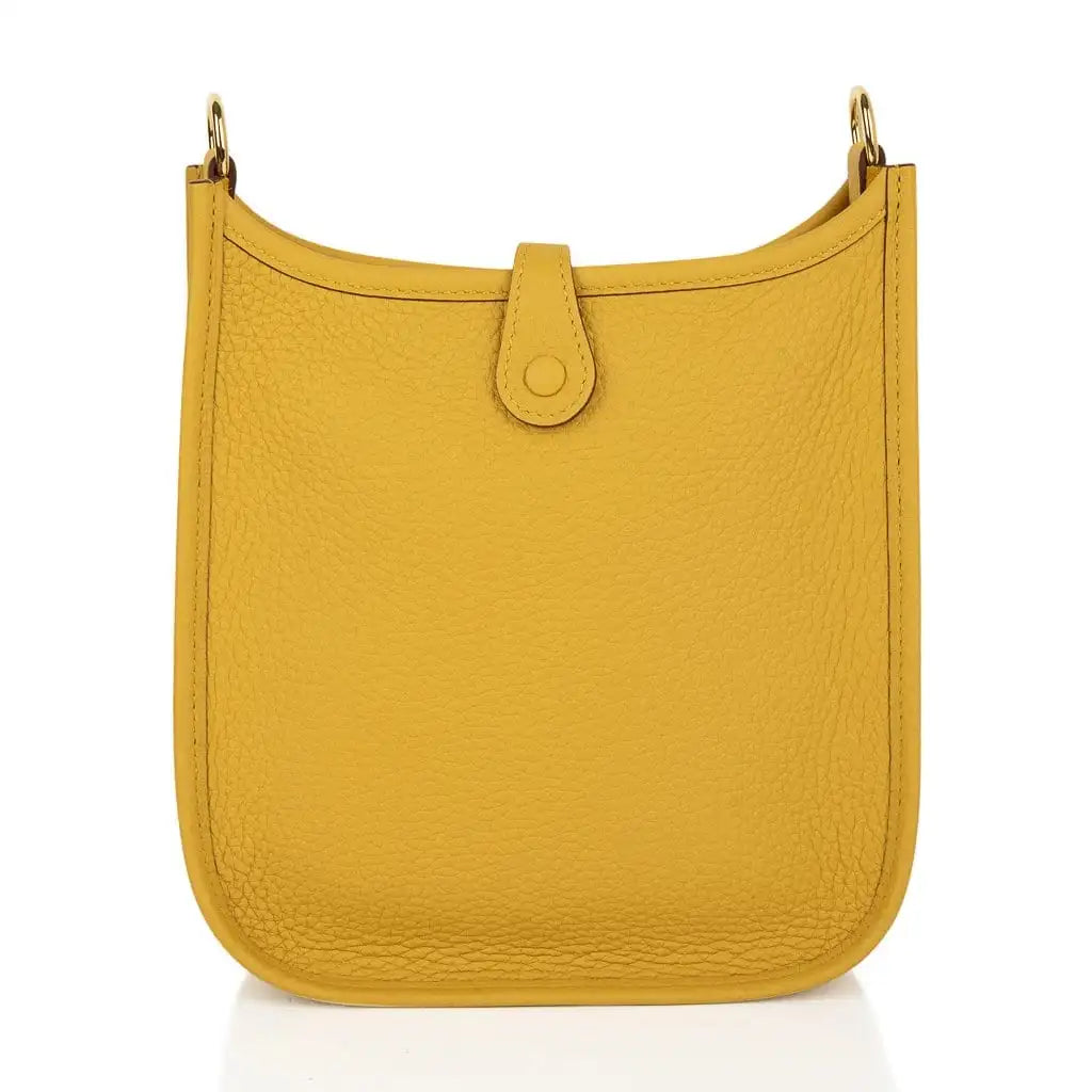 Hermès Evelyne TPM – Clemence Leather in Jaune Ambre with Gold Hardware