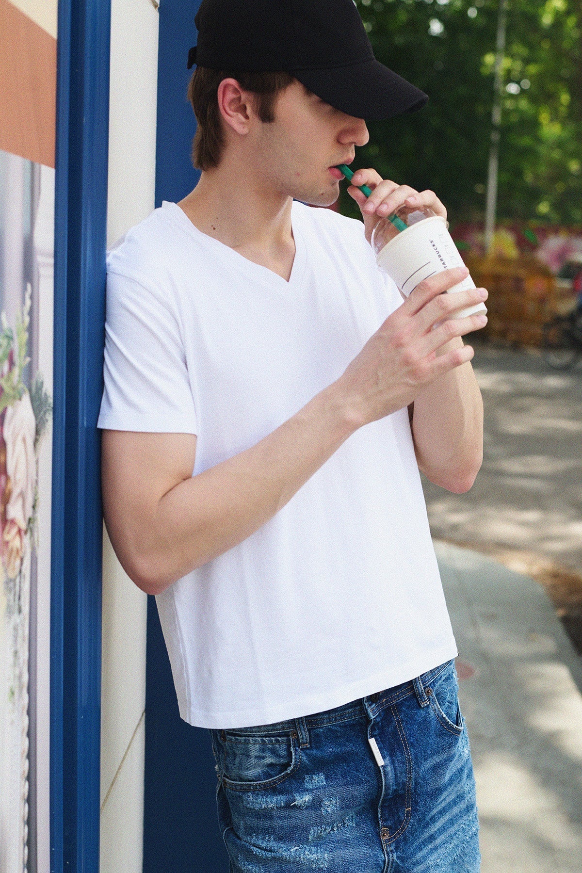 Initial V Neck Tee- Unisex by Temporary Clo