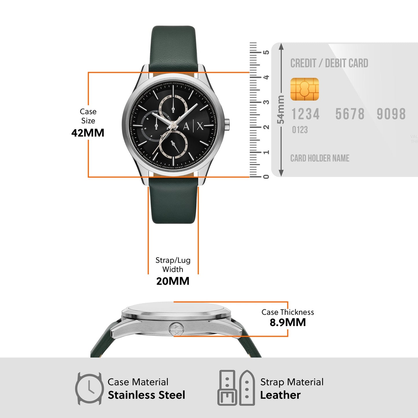 Armani Exchange AX1883I Men's chronograph watch with black dial