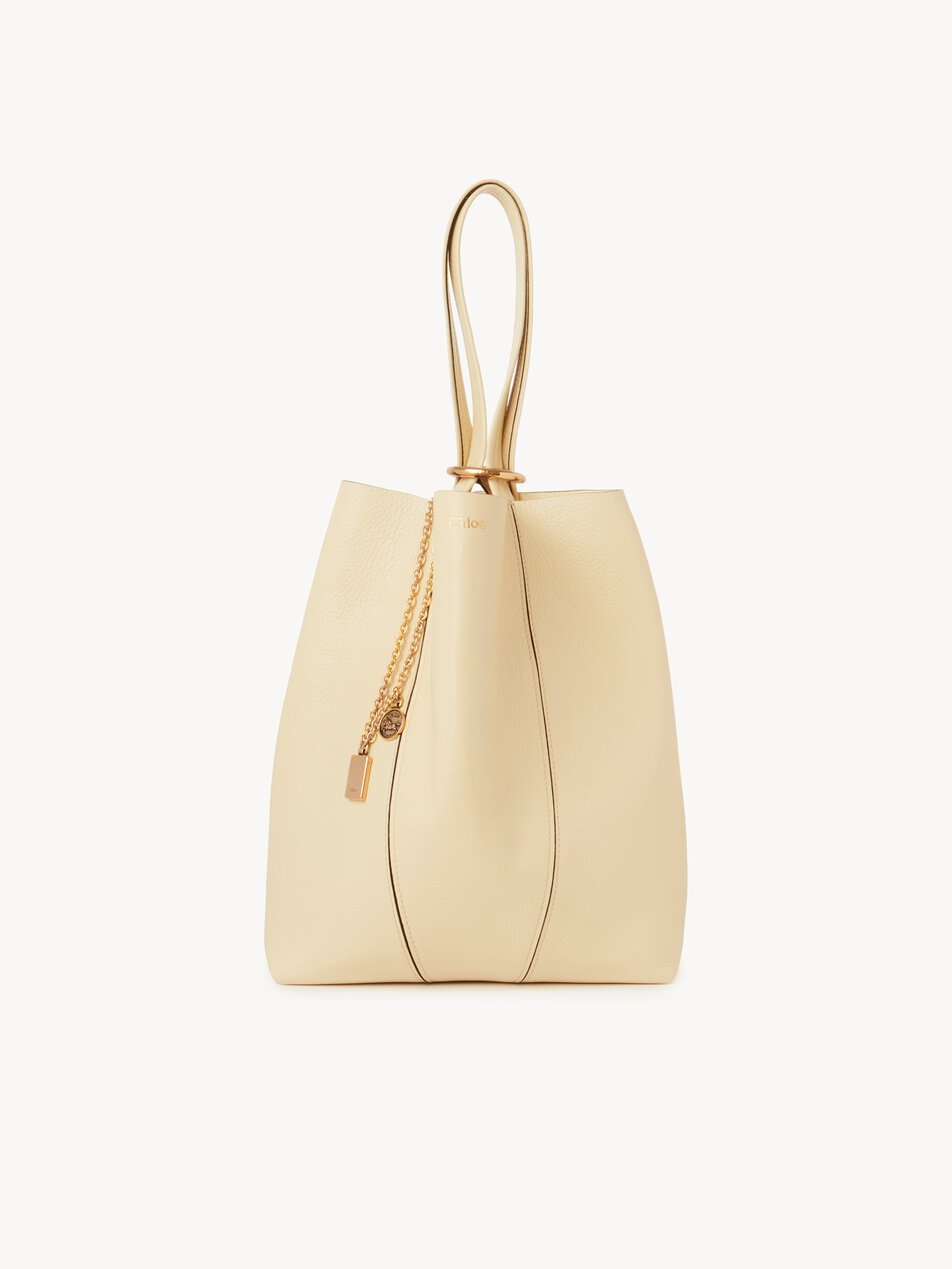 CHLOE Spin tote bag in grained leather Quiet Yellow by CHLOE