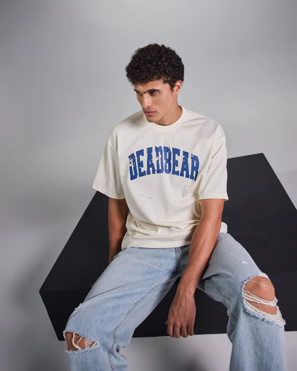 Distressed Cream White Tee 2.0 by DEADBEAR