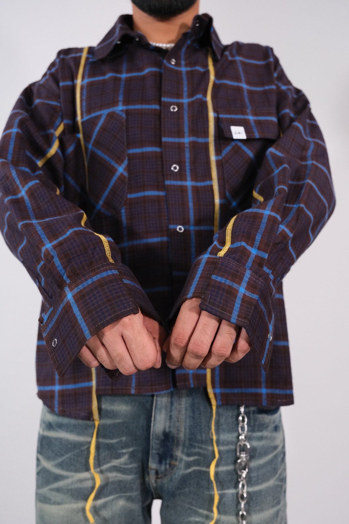 Matrix Shirt-Blue/Brown by Leave The Rest