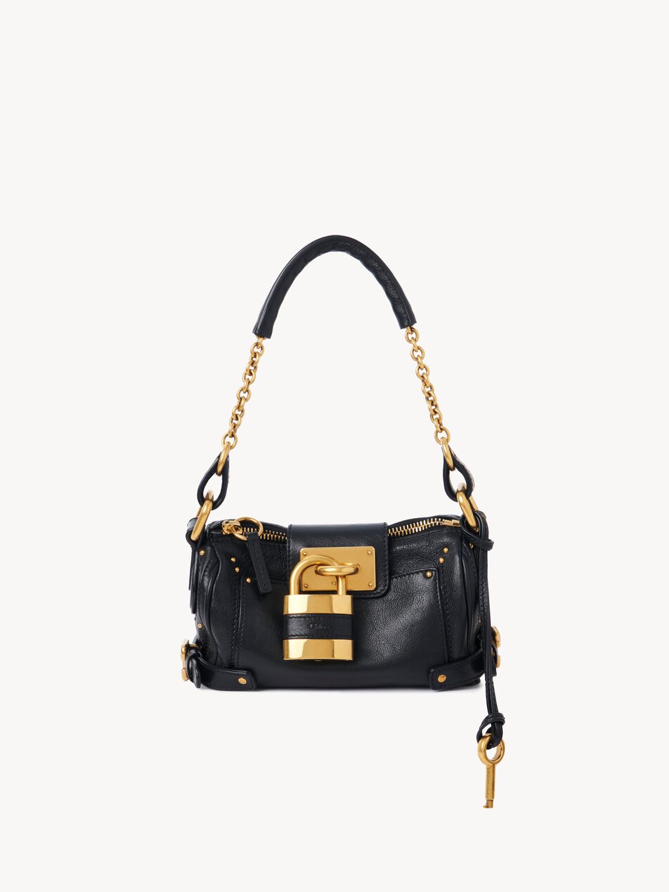 CHLOE Small Paddington chain bag in grained leather Black by CHLOE