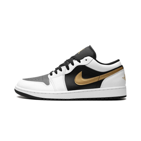 Jordan 1 Low White Black Metallic Gold Swoosh by Nike Air Jordan