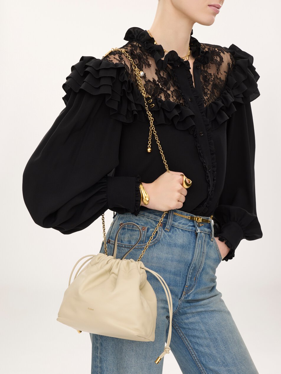 CHLOE Small Chloé Icons shoulder bag with chain in soft leather Cloudy Cream by CHLOE