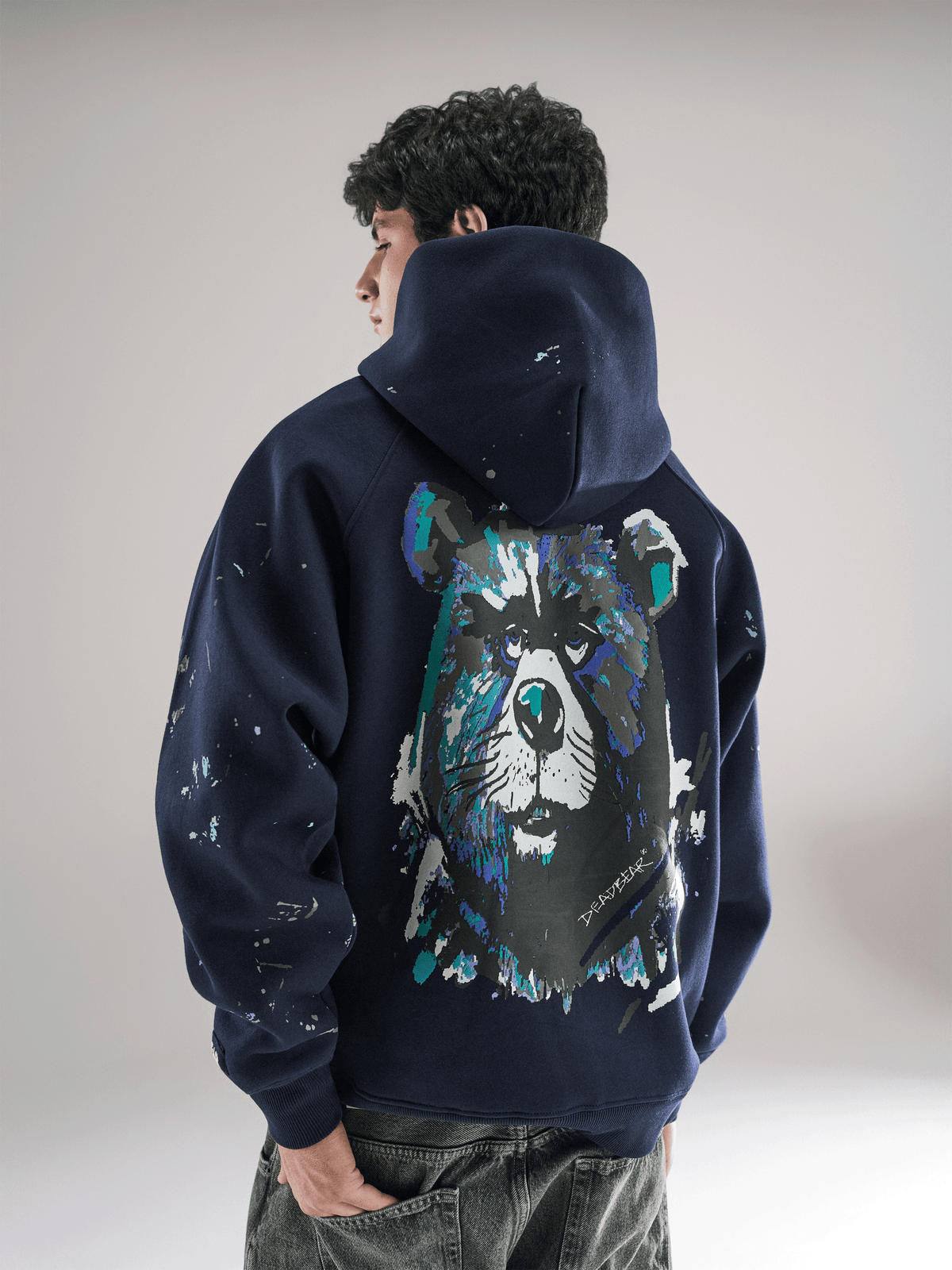 Grumpy Bear Hoodie Navy by DEADBEAR