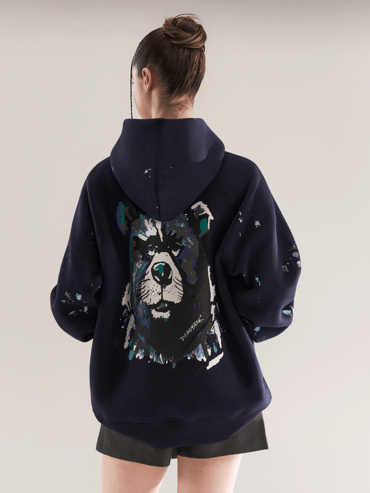 Grumpy Bear Hoodie Navy by DEADBEAR