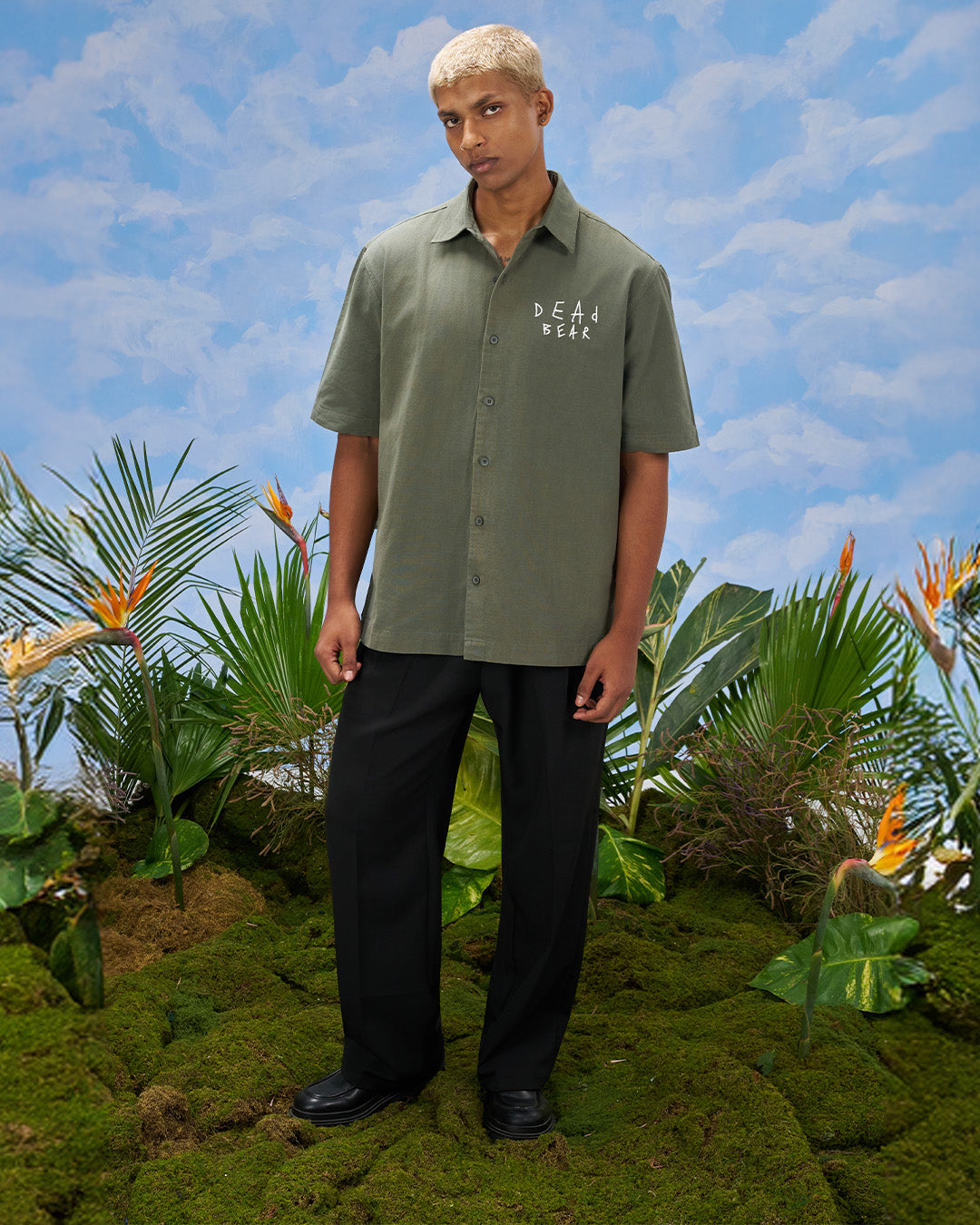 Scribbled Logo Shirt Moss by DEADBEAR