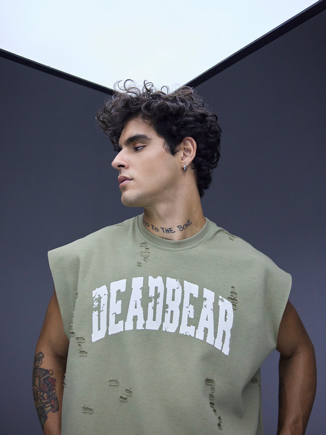 Distressed Olive Tank by DEADBEAR