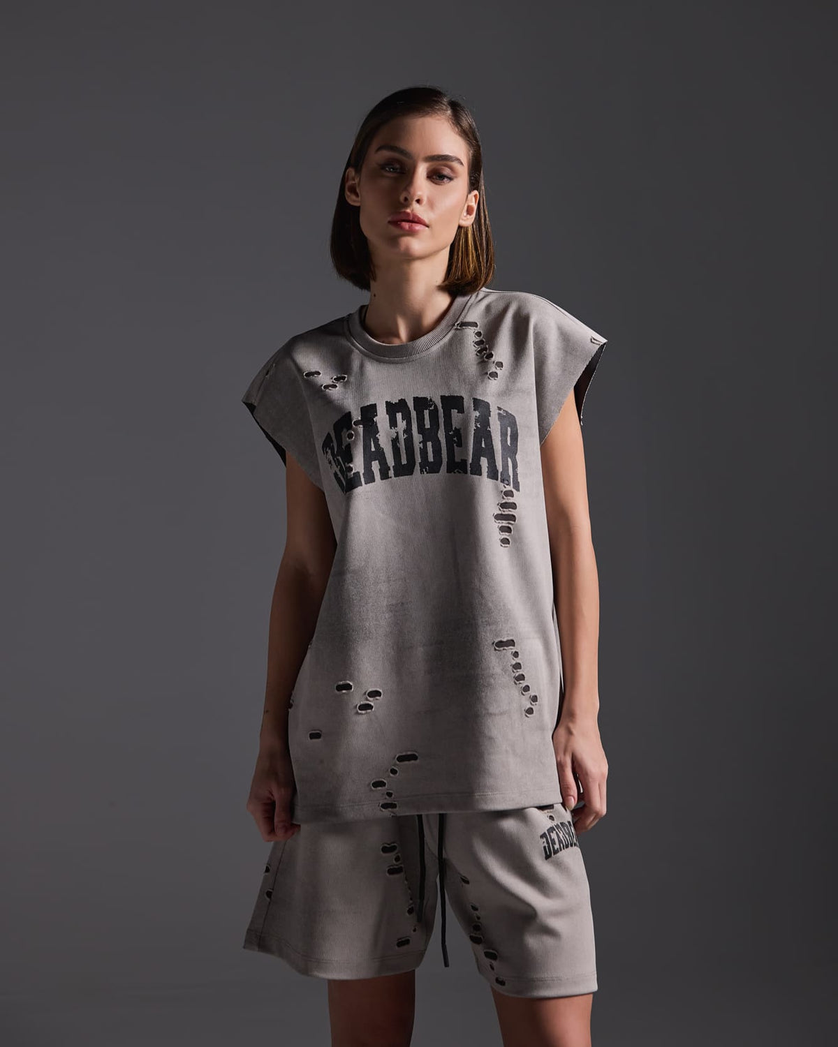 Distressed Washed Grey Tank by DEADBEAR