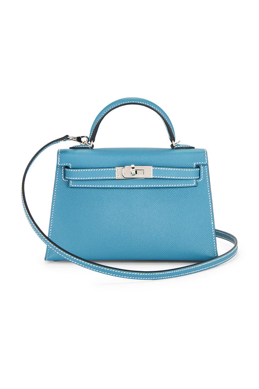 Hermès Bleu du Nord and Craie Epsom HSS Mini Kelly II 20 with Palladium Hardware