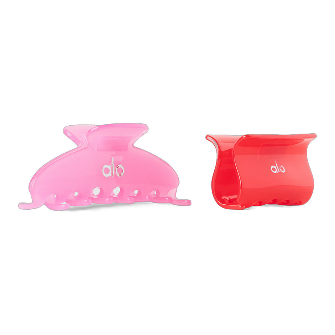 alo Effortless Claw Clip (2-Pack) - Candy Heart Pink/Bright Red by Alo Yoga