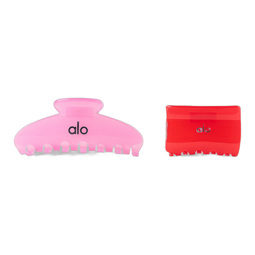 alo Effortless Claw Clip (2-Pack) - Candy Heart Pink/Bright Red by Alo Yoga