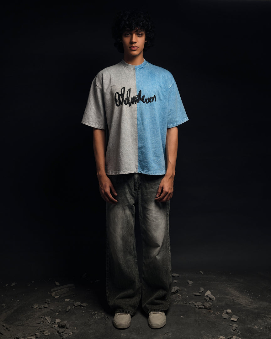 Half n Half T Shirt (Grey-Blue) by oddnoteven