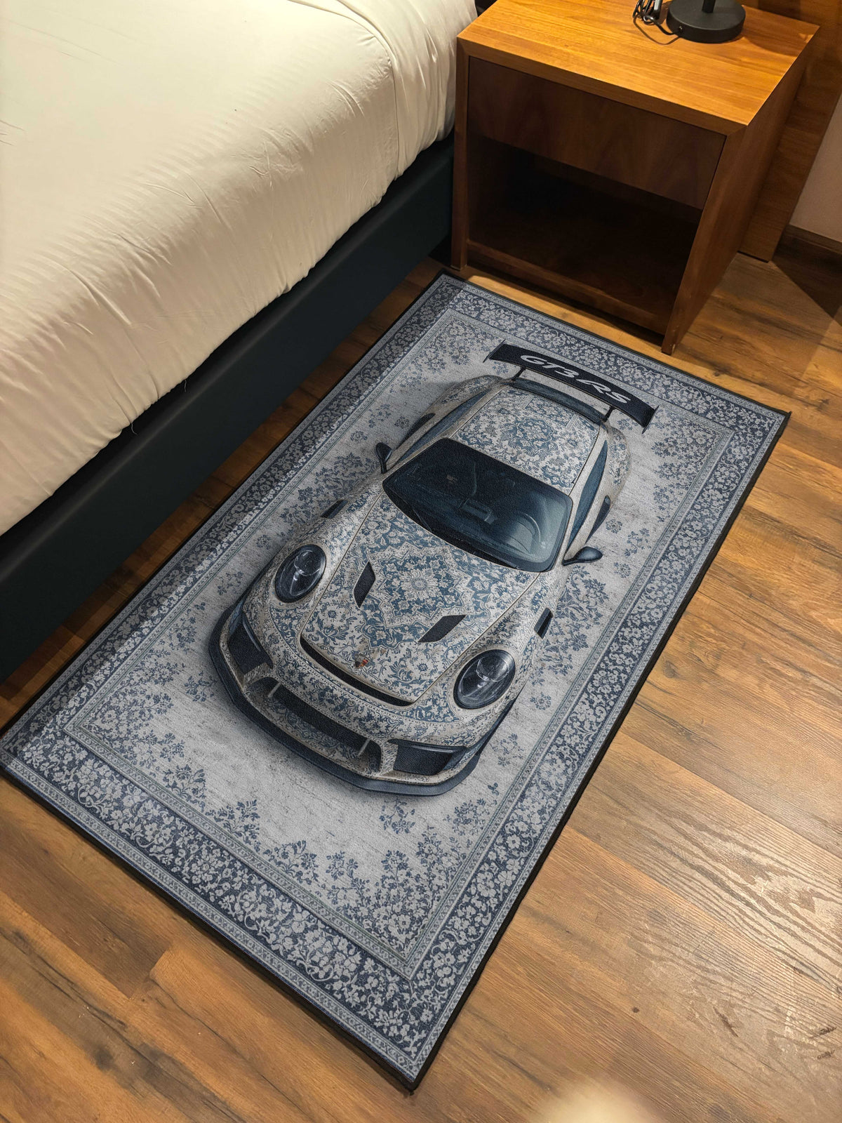 Monochrome Sports car traditional design Washable Custom Rug by THE DRIP CO. RUGS