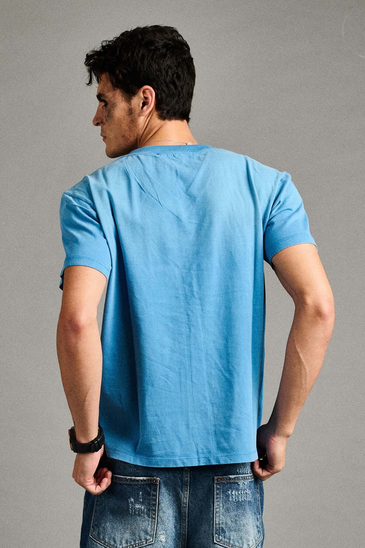FADED BLUE V-NECK TEE- Unisex by Temporary Clo