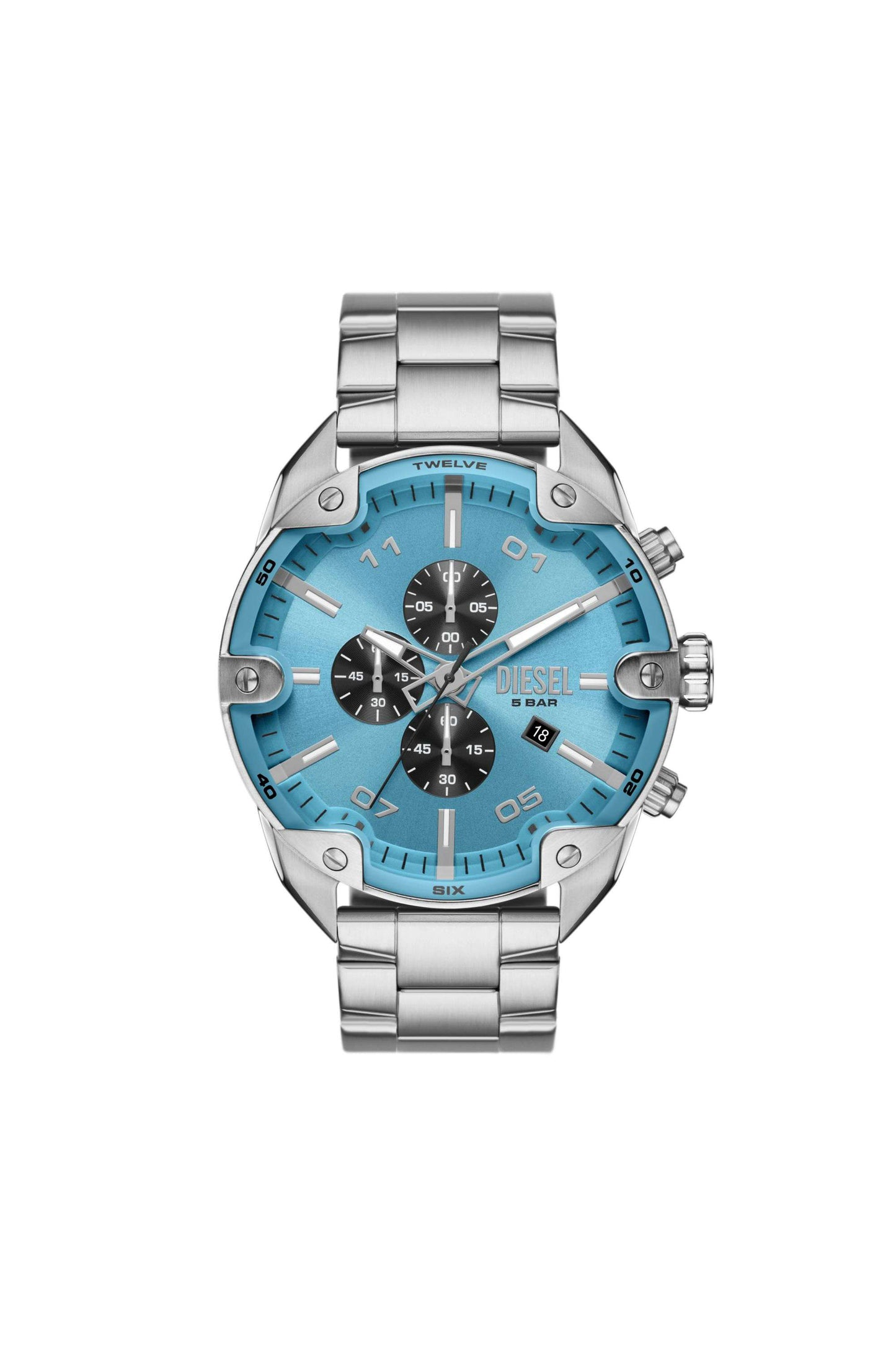 Silver Spiked chronograph stainless steel watch