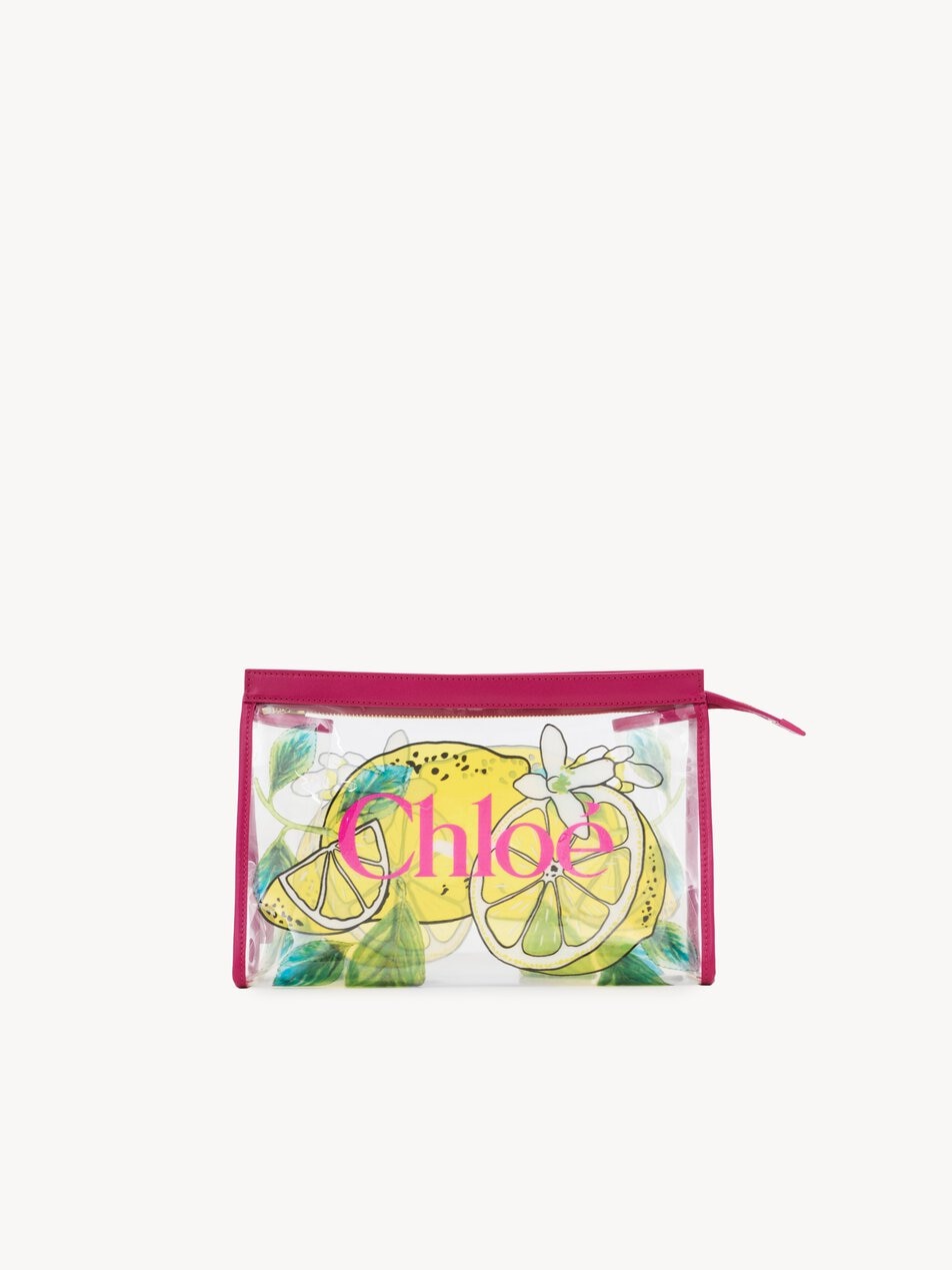 CHLOE Soleil zipped pouch in lemon-print jelly Radiant Yellow by CHLOE