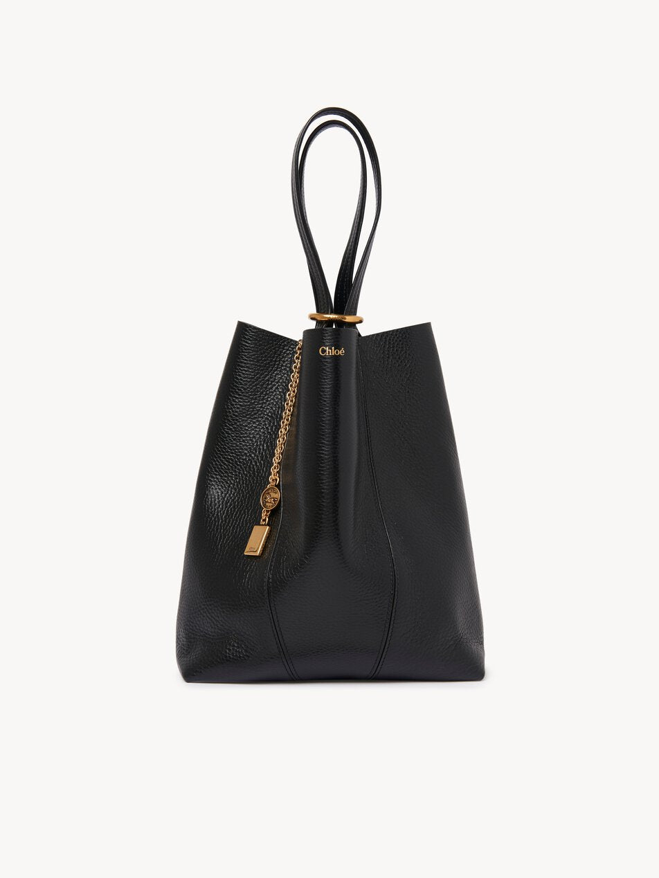 CHLOE Spin tote bag in grained leather Black by CHLOE