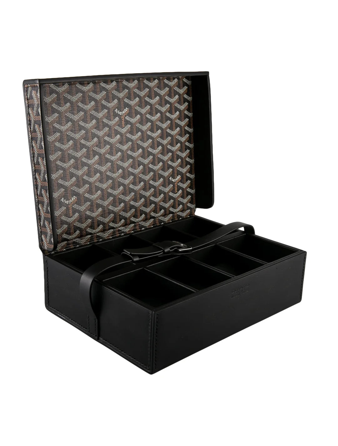 Goyard Coffret Montres 8-Piece Watch Box – Black Leather & Multicolor Goyardine Canvas