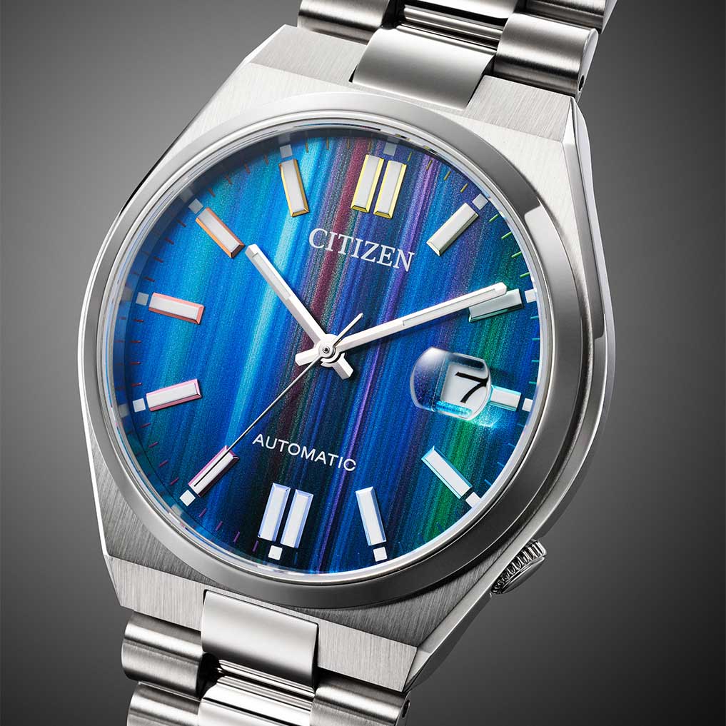 Citizen Tsuyosa Automatic Multicolour Striped Dial Men's Watch NJ0151-53W - dial close-up