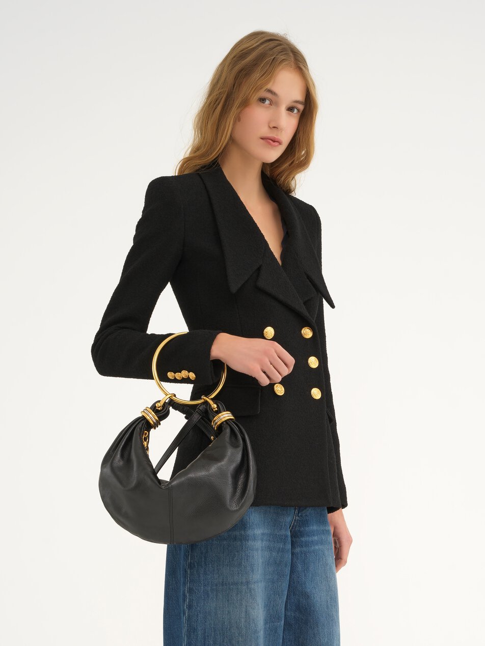 CHLOE Small Bracelet Hobo bag in grained leather Black by CHLOE