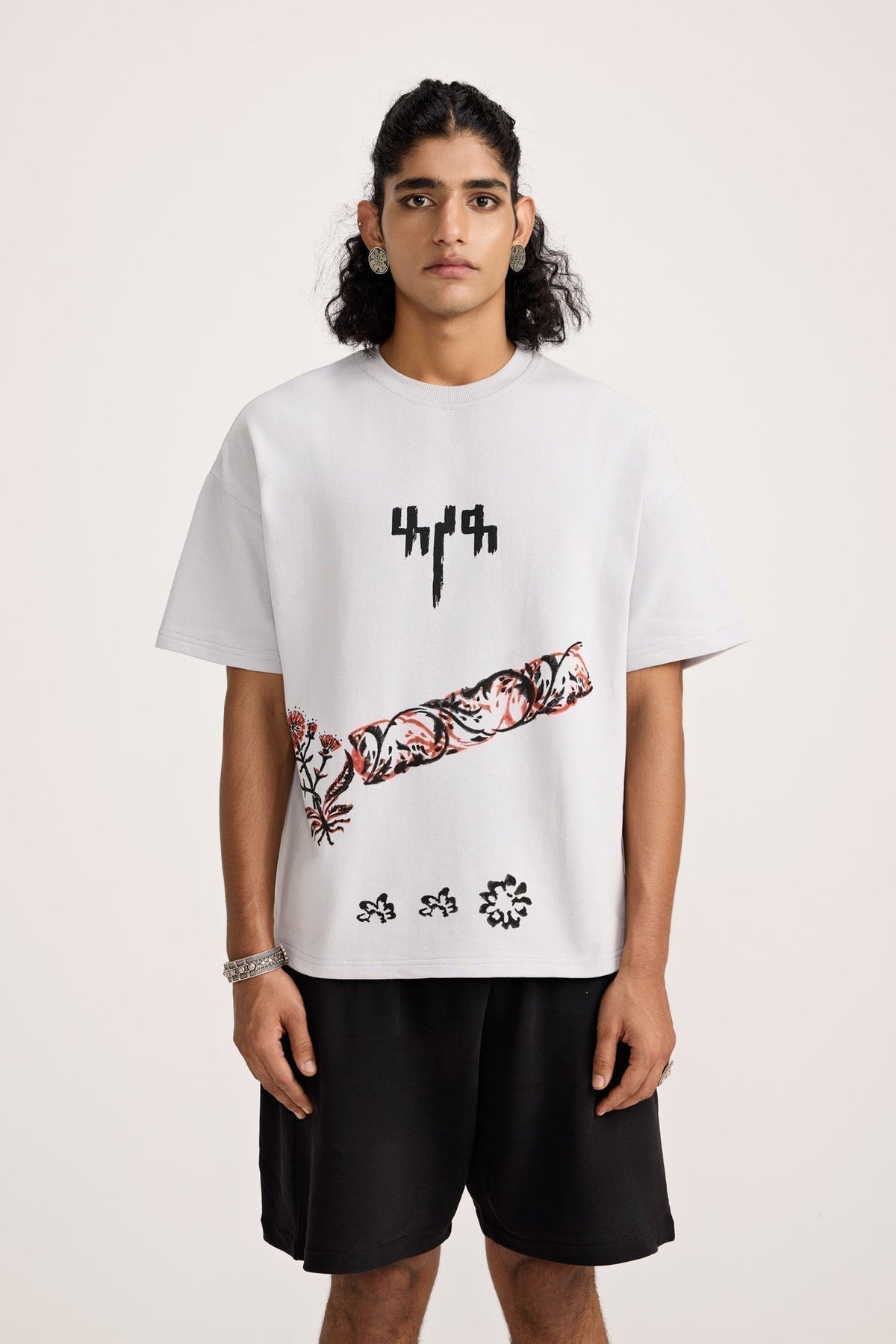 Grey Block Printed - Tshirt by FARAK