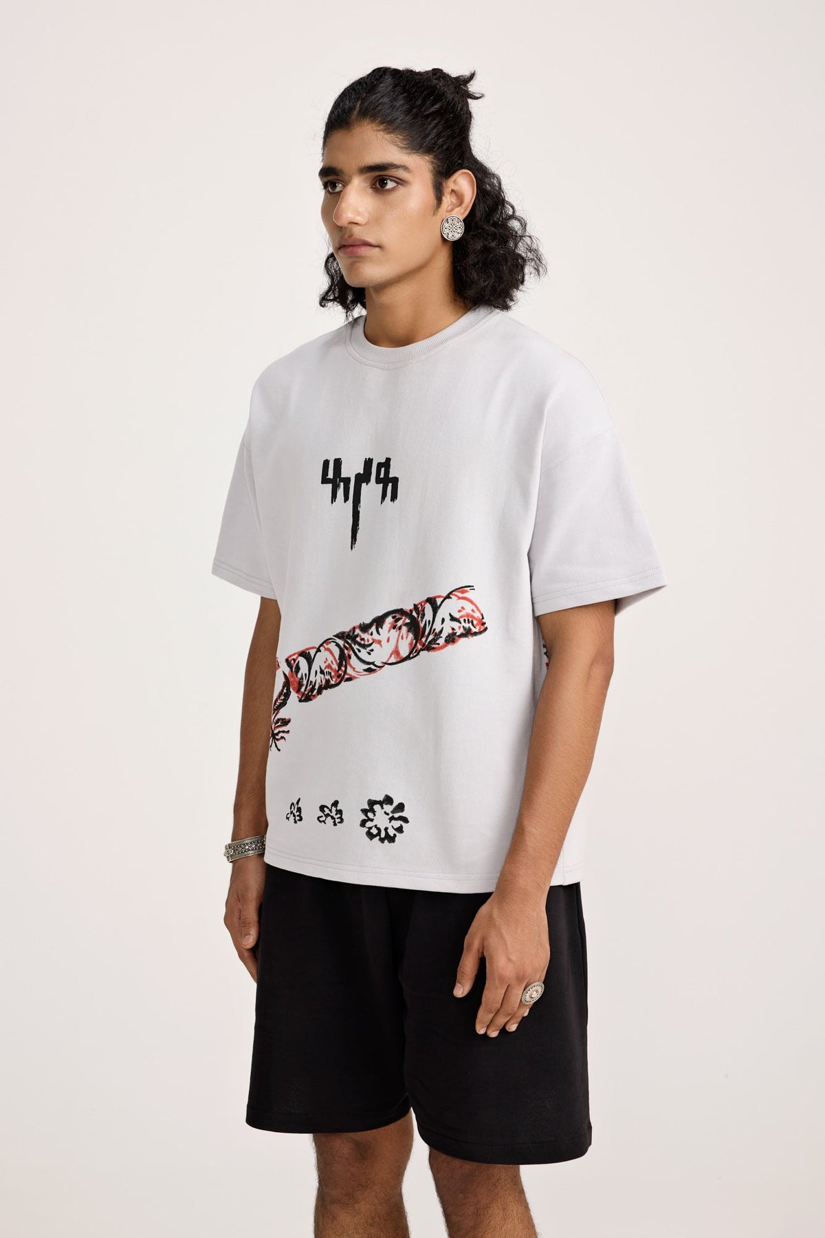 Grey Block Printed - Tshirt by FARAK