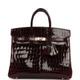 Hermès Birkin 25 – Bordeaux Shiny Niloticus Crocodile Gold Hardware