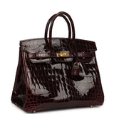 Hermès Birkin 25 – Bordeaux Shiny Niloticus Crocodile Gold Hardware
