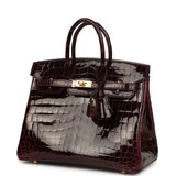 Hermès Birkin 25 – Bordeaux Shiny Niloticus Crocodile Gold Hardware