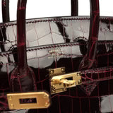 Hermès Birkin 25 – Bordeaux Shiny Niloticus Crocodile Gold Hardware